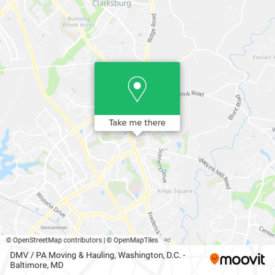 Mapa de DMV / PA Moving & Hauling