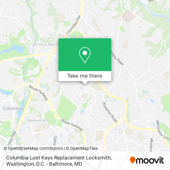 Mapa de Columbia Lost Keys Replacement Locksmith