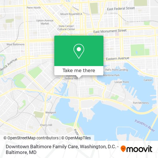 Downtown Baltimore Family Care map