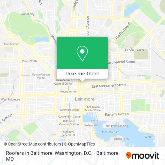 Roofers in Baltimore map