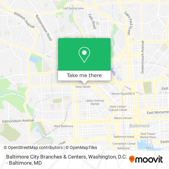 Mapa de Baltimore City Branches & Centers