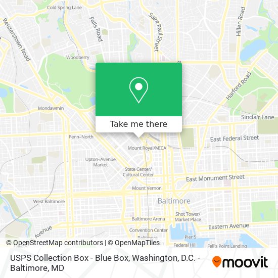 Mapa de USPS Collection Box - Blue Box