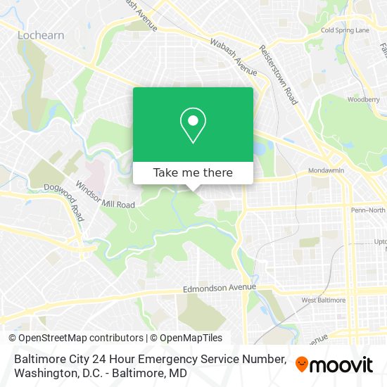 Baltimore City 24 Hour Emergency Service Number map