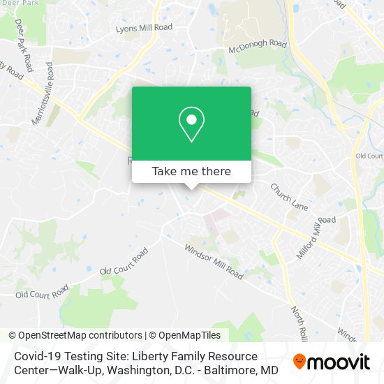 Covid-19 Testing Site: Liberty Family Resource Center—Walk-Up map