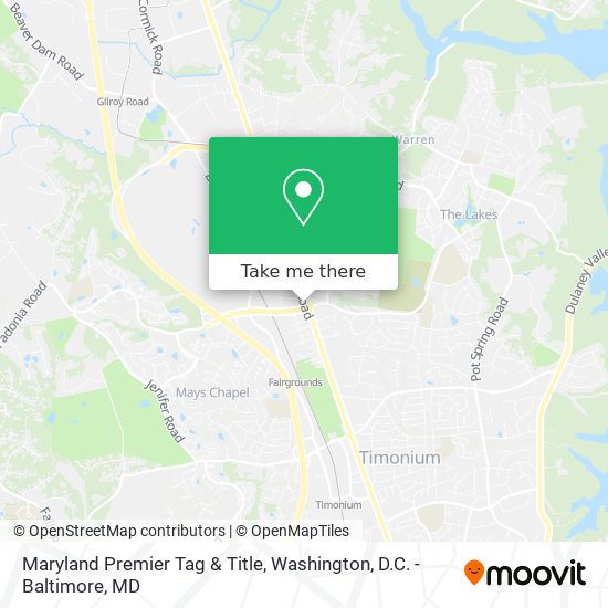 Maryland Premier Tag & Title map