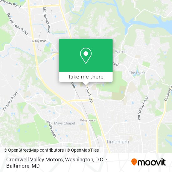 Cromwell Valley Motors map