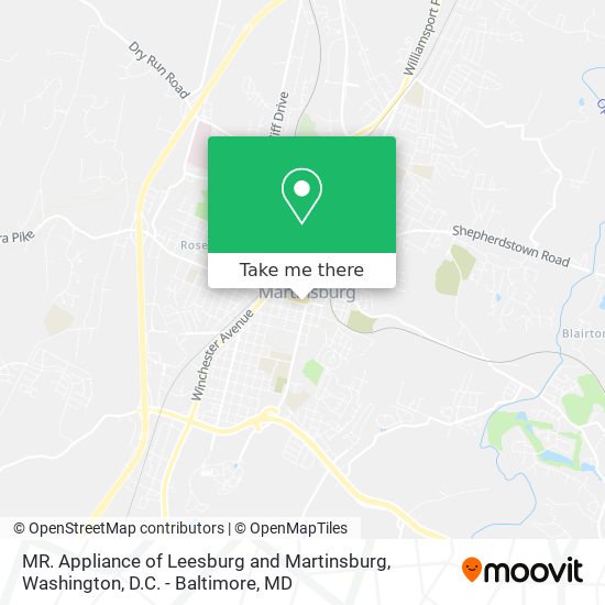 MR. Appliance of Leesburg and Martinsburg map