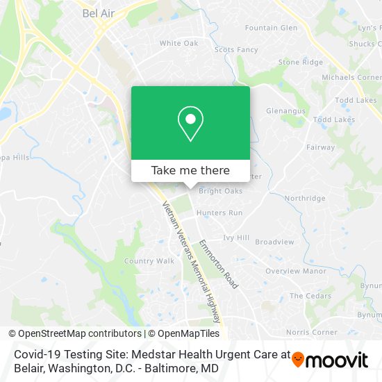 Covid-19 Testing Site: Medstar Health Urgent Care at Belair map
