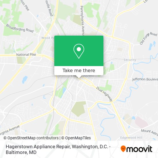 Mapa de Hagerstown Appliance Repair