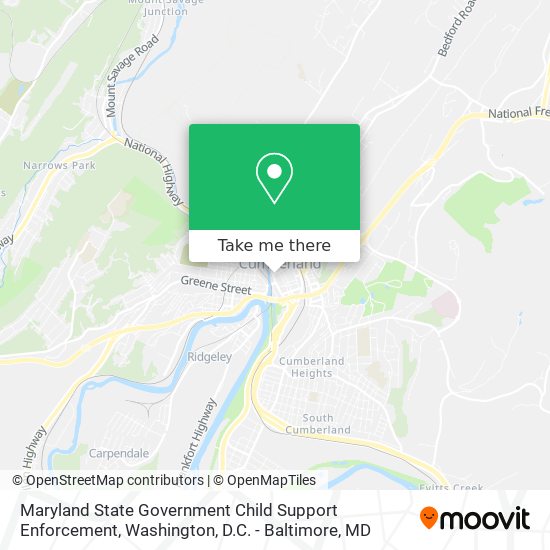 Mapa de Maryland State Government Child Support Enforcement