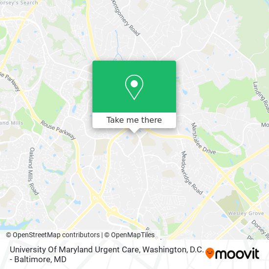 University Of Maryland Urgent Care map