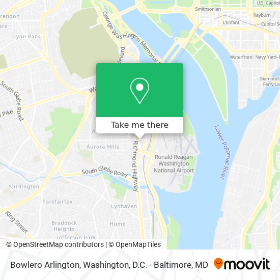 Mapa de Bowlero Arlington