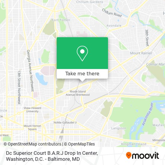 Dc Superior Court B.A.R.J Drop In Center map