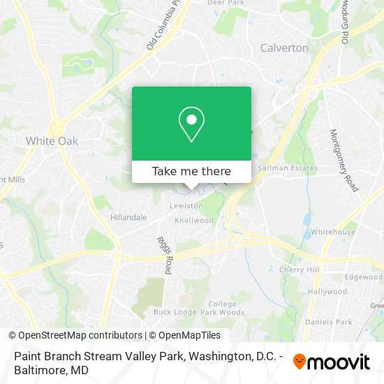 Paint Branch Stream Valley Park map