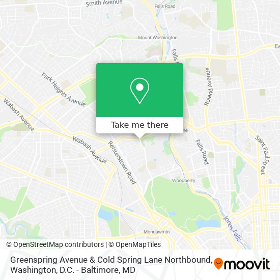 Mapa de Greenspring Avenue & Cold Spring Lane Northbound