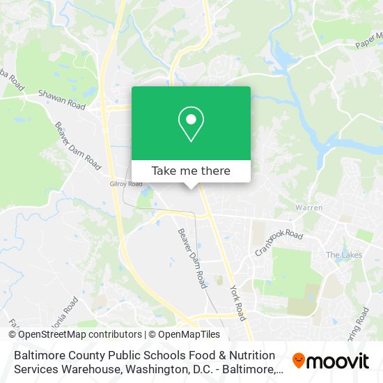 Mapa de Baltimore County Public Schools Food & Nutrition Services Warehouse