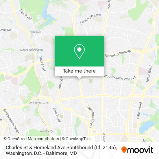 Charles St & Homeland Ave Southbound (Id: 2136) map