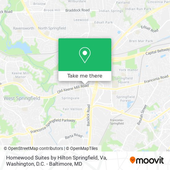 Mapa de Homewood Suites by Hilton Springfield, Va
