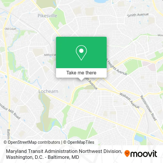 Mapa de Maryland Transit Administration Northwest Division