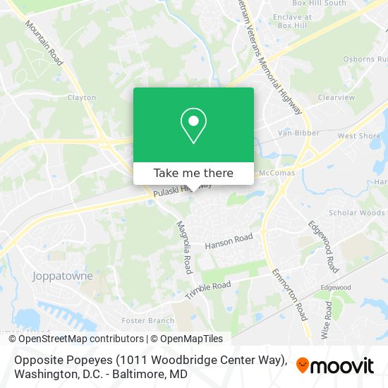 Mapa de Opposite Popeyes (1011 Woodbridge Center Way)