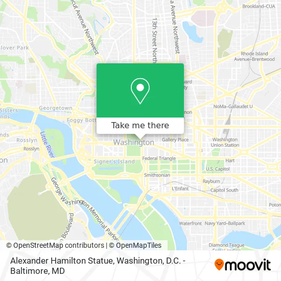 Alexander Hamilton Statue map