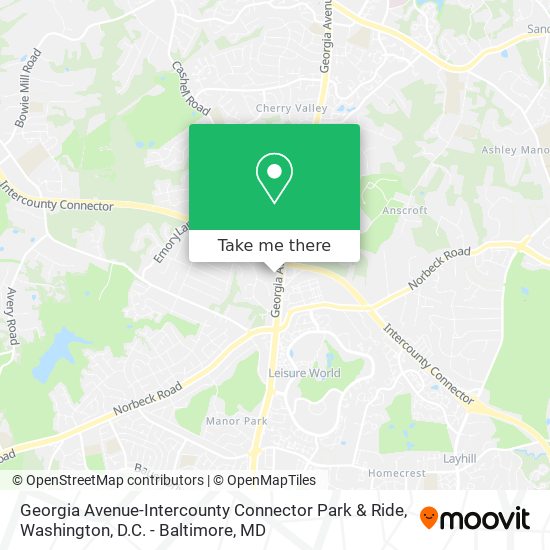 Mapa de Georgia Avenue-Intercounty Connector Park & Ride