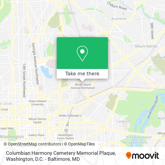 Columbian Harmony Cemetery Memorial Plaque map