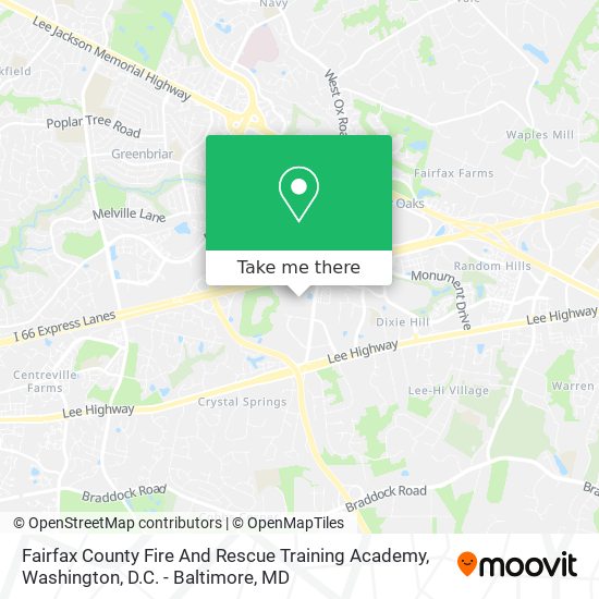 Mapa de Fairfax County Fire And Rescue Training Academy