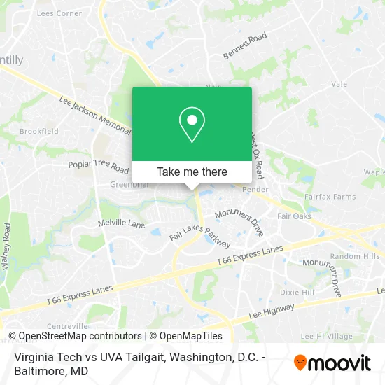 Mapa de Virginia Tech vs UVA Tailgait