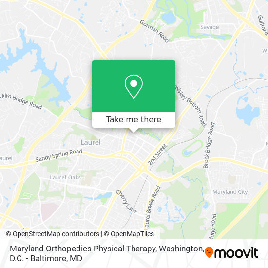 Maryland Orthopedics Physical Therapy map