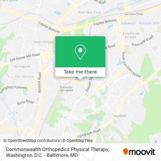 Commonwealth Orthopedics Physical Therapy map