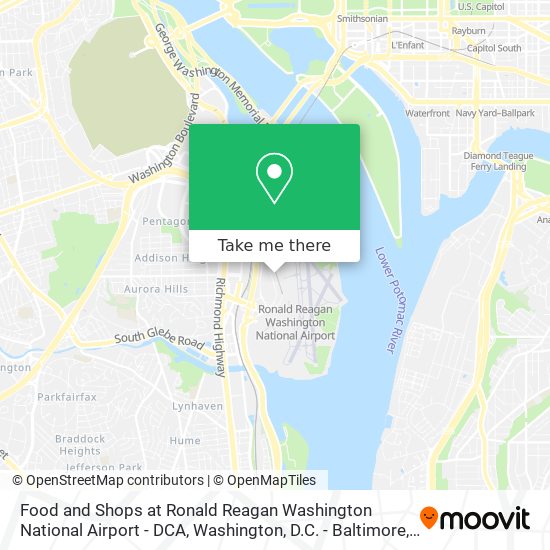 Mapa de Food and Shops at Ronald Reagan Washington National Airport - DCA