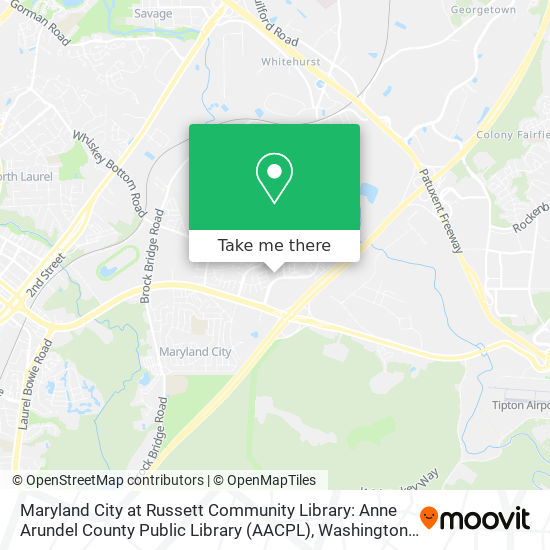 Mapa de Maryland City at Russett Community Library: Anne Arundel County Public Library (AACPL)