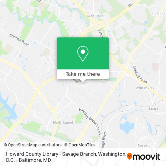 Howard County Library - Savage Branch map