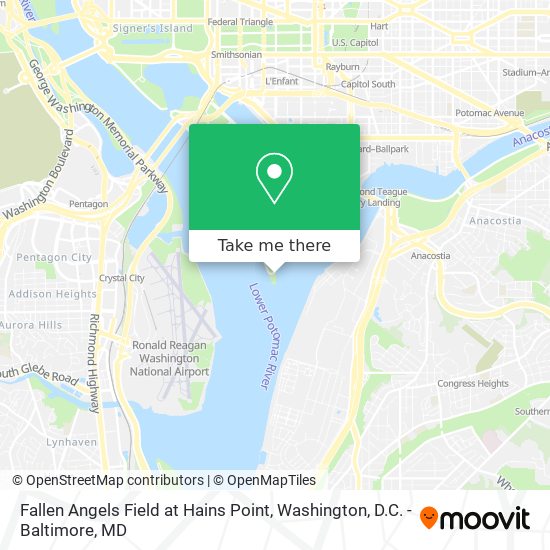 Fallen Angels Field at Hains Point map
