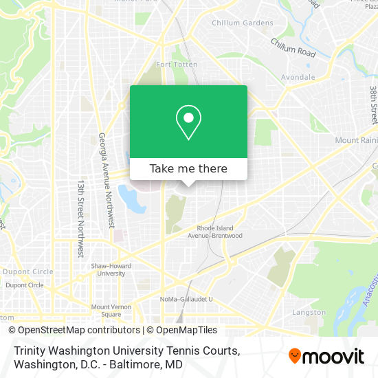 Trinity Washington University Tennis Courts map