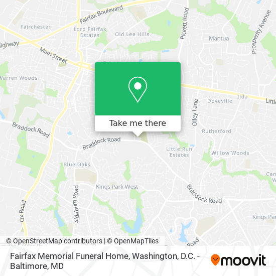 Fairfax Memorial Funeral Home map