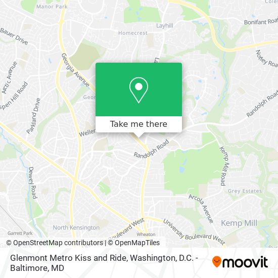 Mapa de Glenmont Metro Kiss and Ride