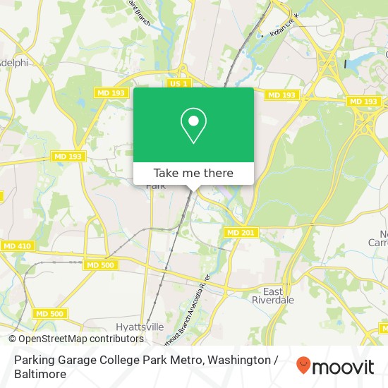 Parking Garage College Park Metro map