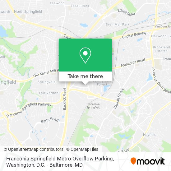 Franconia Springfield Metro Overflow Parking map