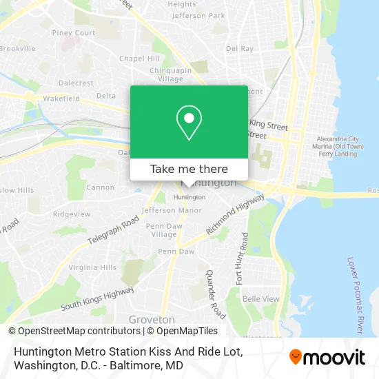 Mapa de Huntington Metro Station Kiss And Ride Lot