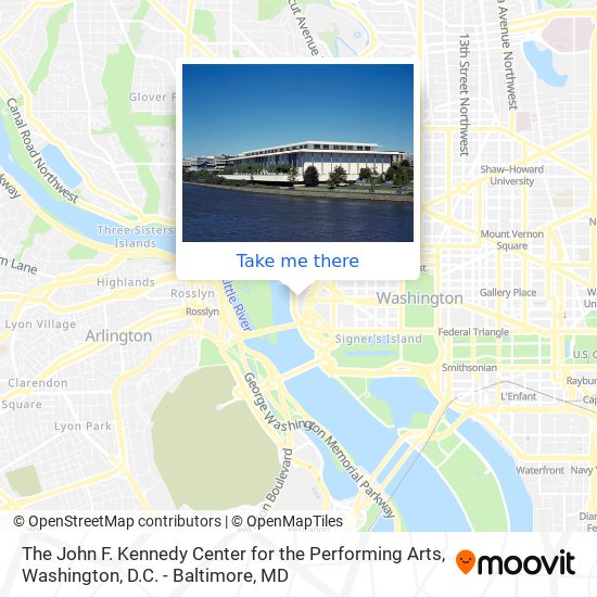 The John F. Kennedy Center for the Performing Arts map