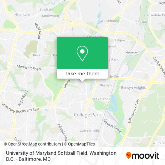 University of Maryland Softball Field map