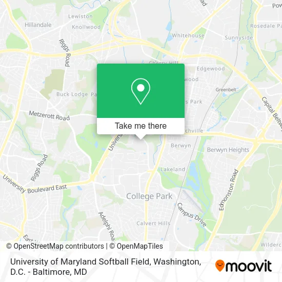 University of Maryland Softball Field map