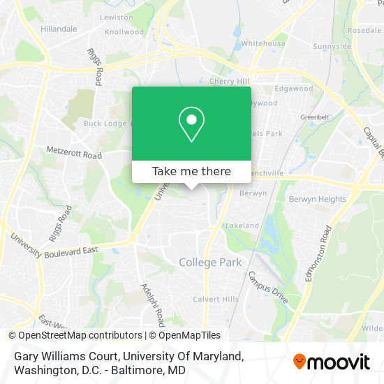 Mapa de Gary Williams Court, University Of Maryland