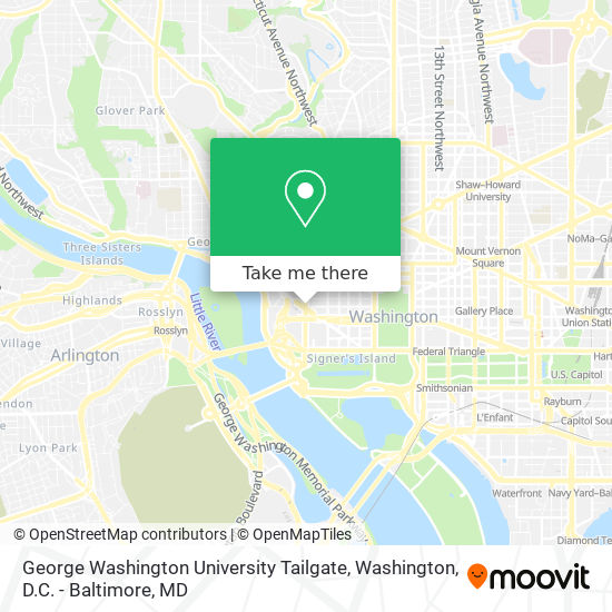 Mapa de George Washington University Tailgate