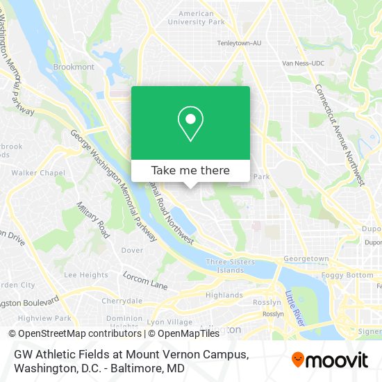 GW Athletic Fields at Mount Vernon Campus map