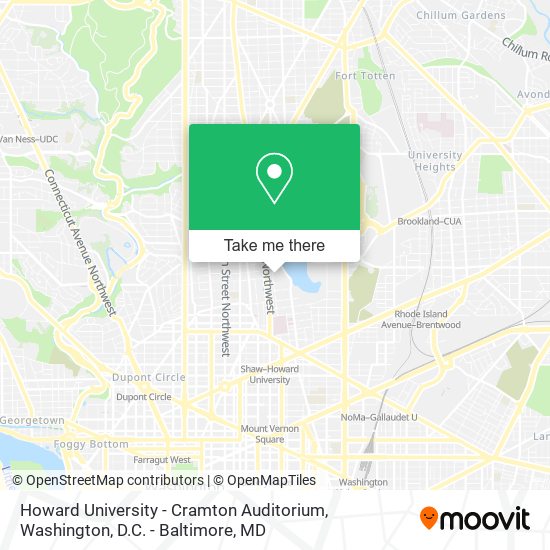 Mapa de Howard University - Cramton Auditorium