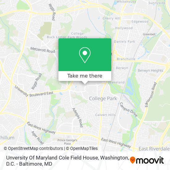Unversity Of Maryland Cole Field House map