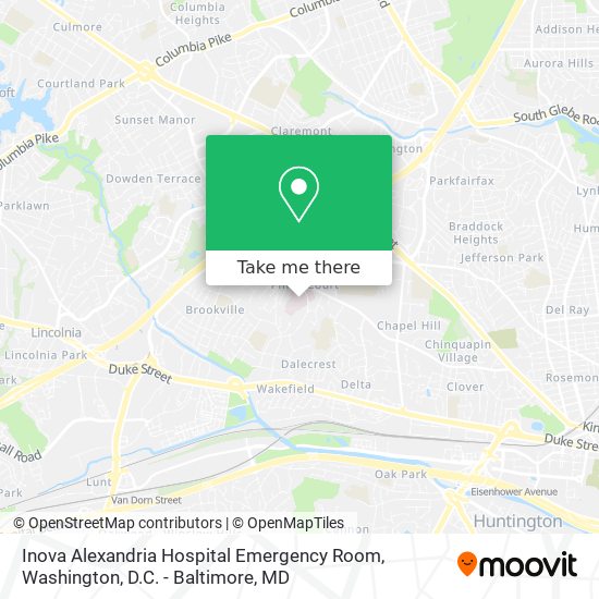 Mapa de Inova Alexandria Hospital Emergency Room